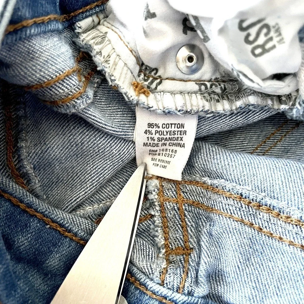 RSQ Girls Size 12 Blue Skinny Jeans Light Wash Mid Rise Distressed Stretch Denim